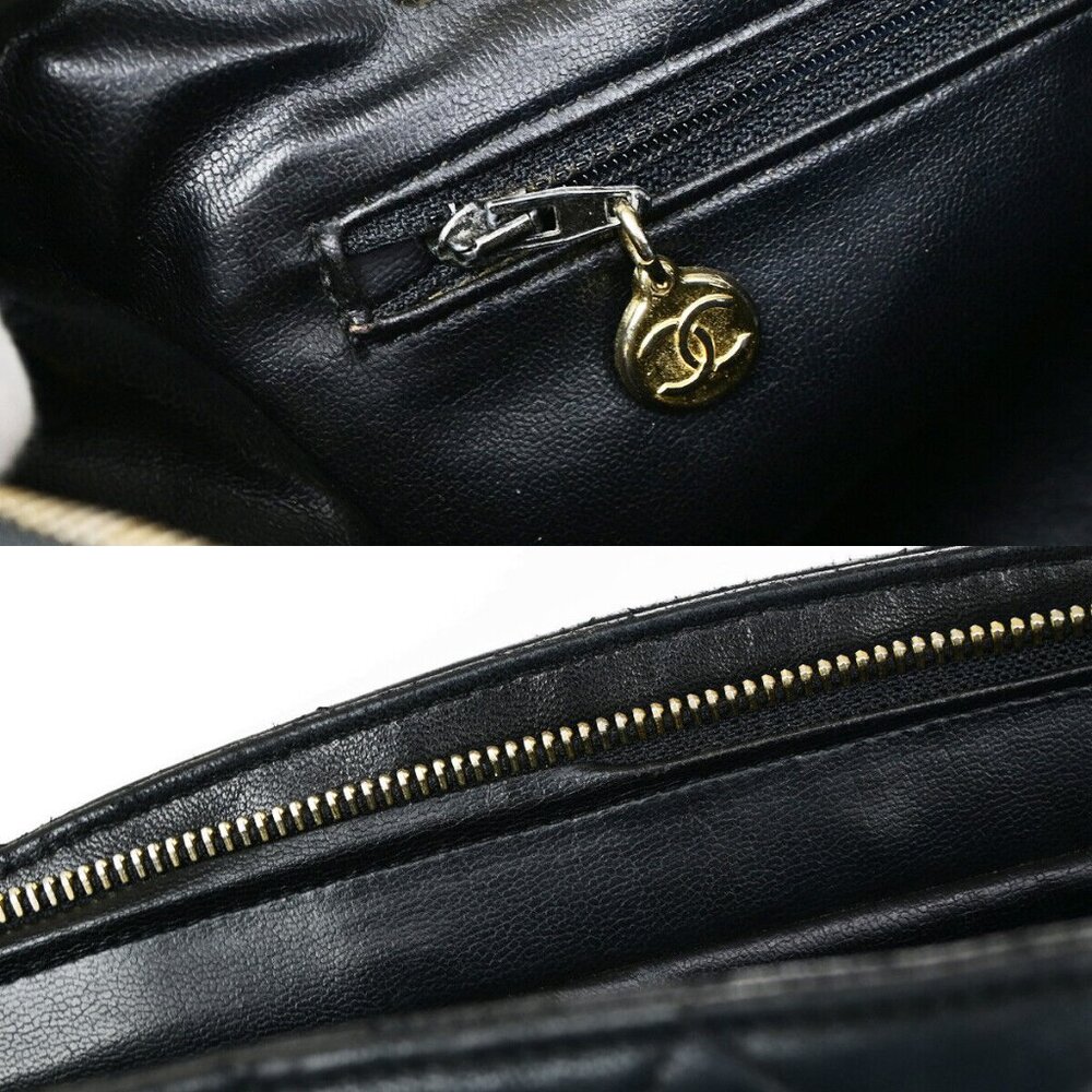 CHANEL CC Logo Matelasse Chain Shoulder Tote Bag Leather Black - Picture 14 of 14